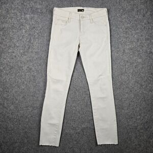 Mother The Looker Jeans Womens 25 Cream Raw Hem Distressed Stretch Denim Casual